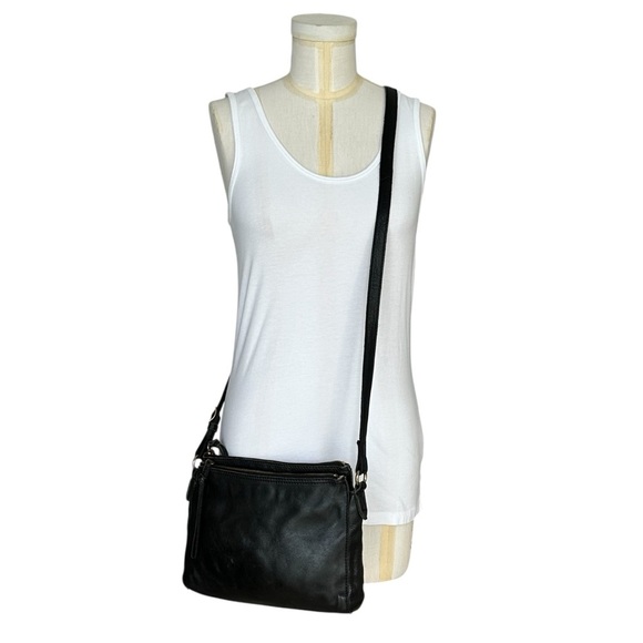 Margot New York Small Black Leather Multi Compartment Cross-Body Purse Bag - Picture 2 of 12